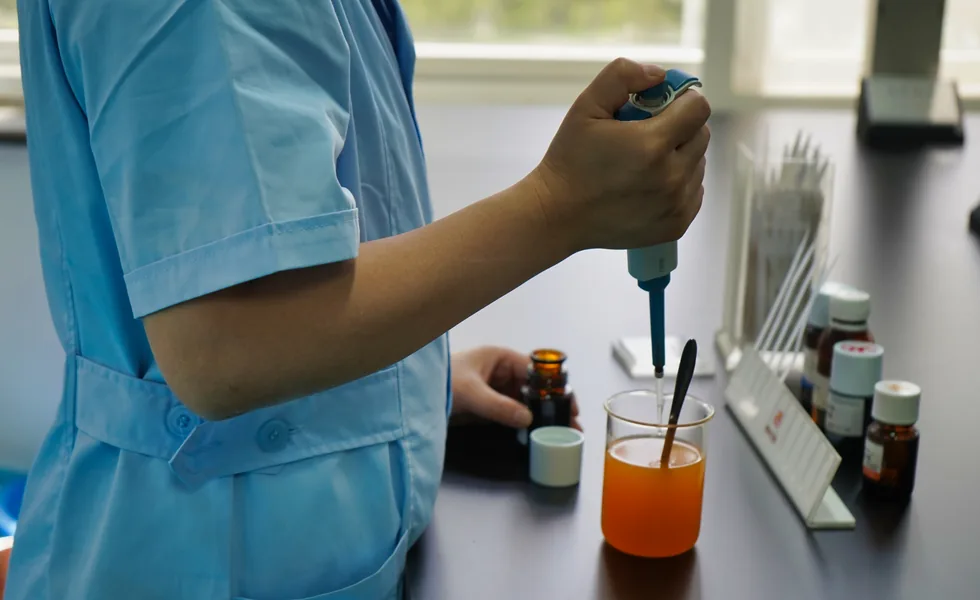 Beverage formulation work in a laboratory